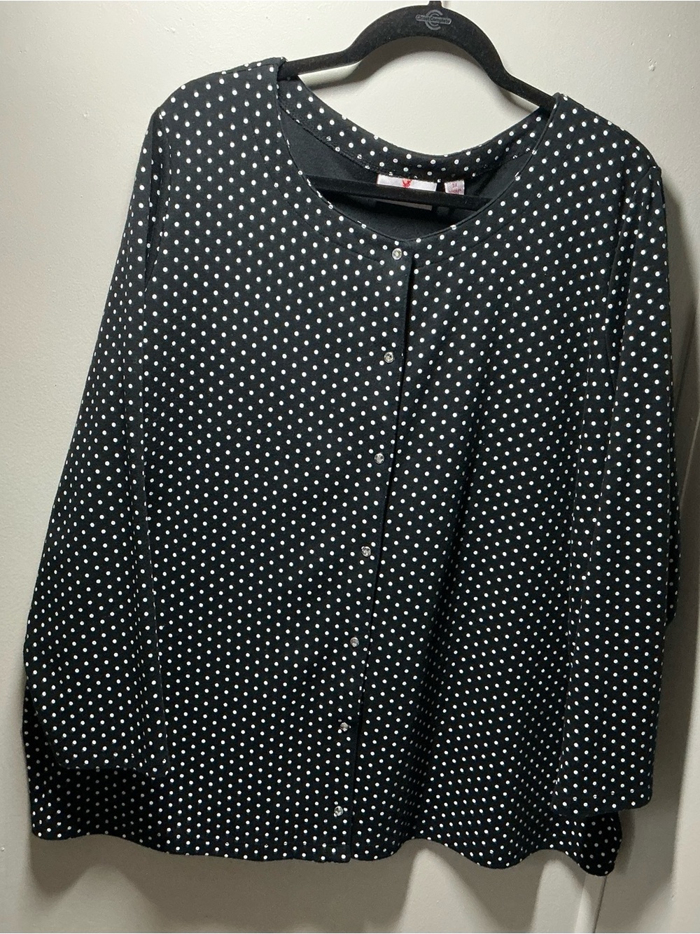 Quacker Factory Black Polka Dot bling tunic jacket Top - Picture 2 of 12